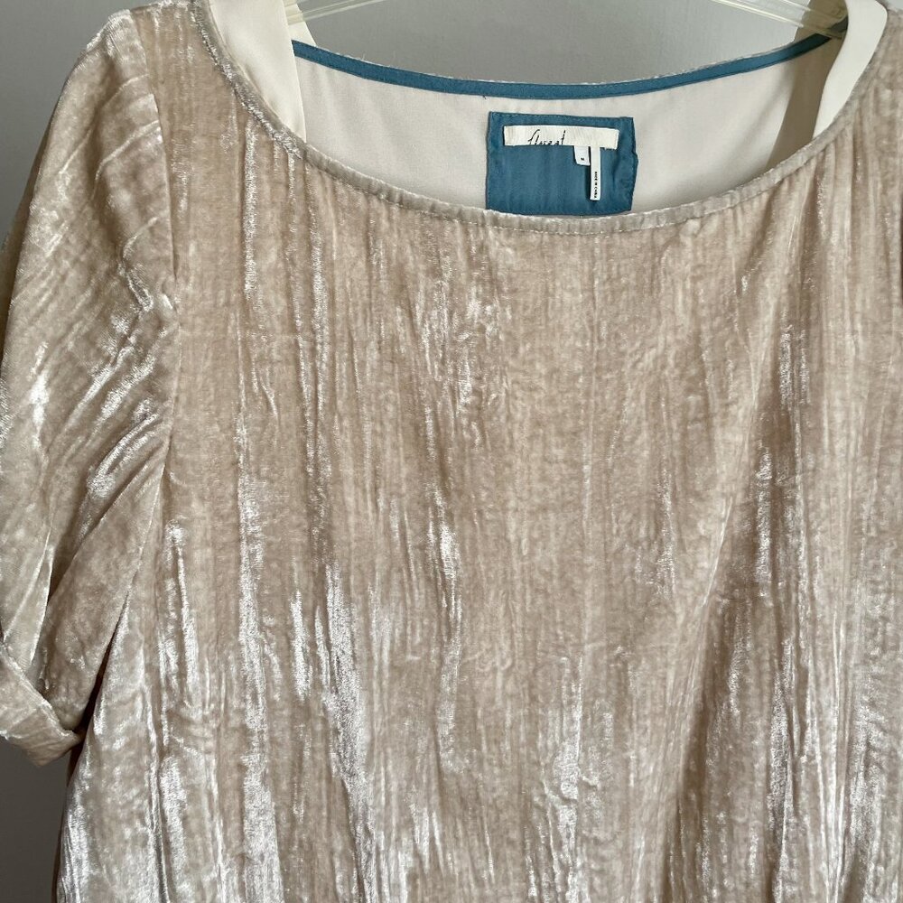 Anthropologie Floreat Champayne Crinkle Velvet Shift Tunic Dress Size M Pockets - Picture 11 of 14